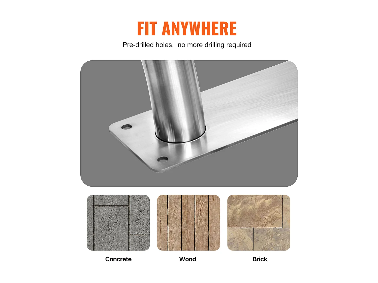 Main Courante de Piscine, SucceBuy Rampe de Piscine 2 Pièces 76×76 cm, Acier Inoxydable avec Plaque de Base pour Spas