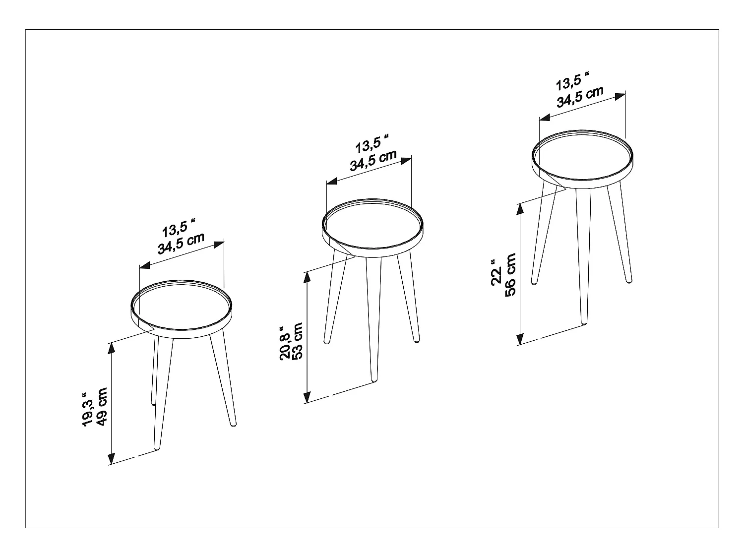 Beistelltisch Piscina 3-teilig