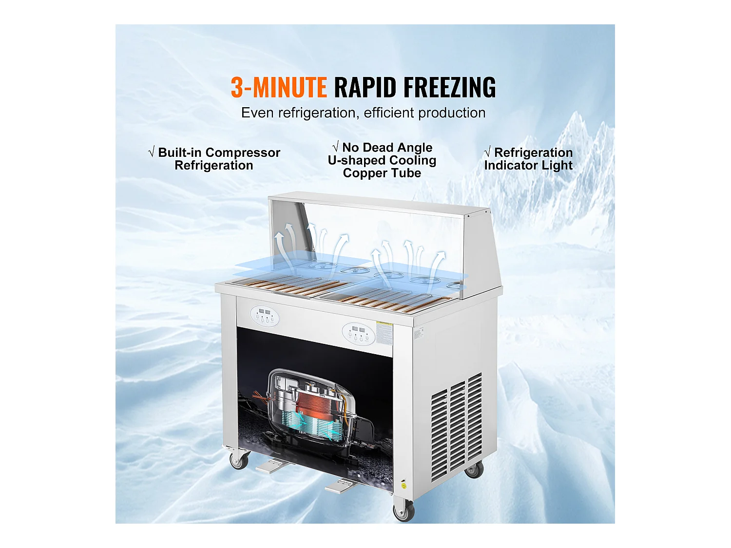 Sorbetière à Glace Frite SucceBuy 35 x 35cm, Machine à Glace Acier inoxydable