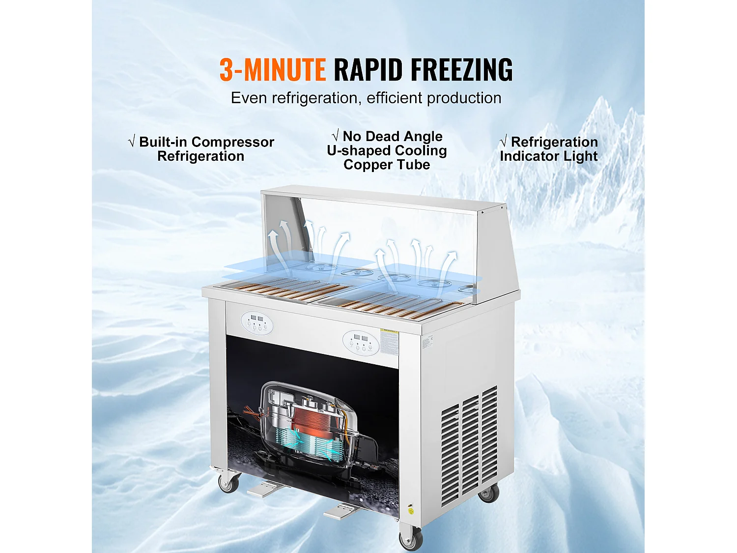 Sorbetière à Glace Frite SucceBuy 35 x 35cm, Machine à Glace Acier inoxydable