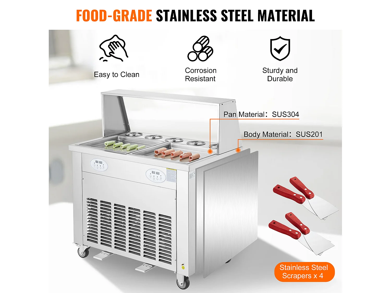 Sorbetière à Glace Frite SucceBuy 35 x 35cm, Machine à Glace Acier inoxydable