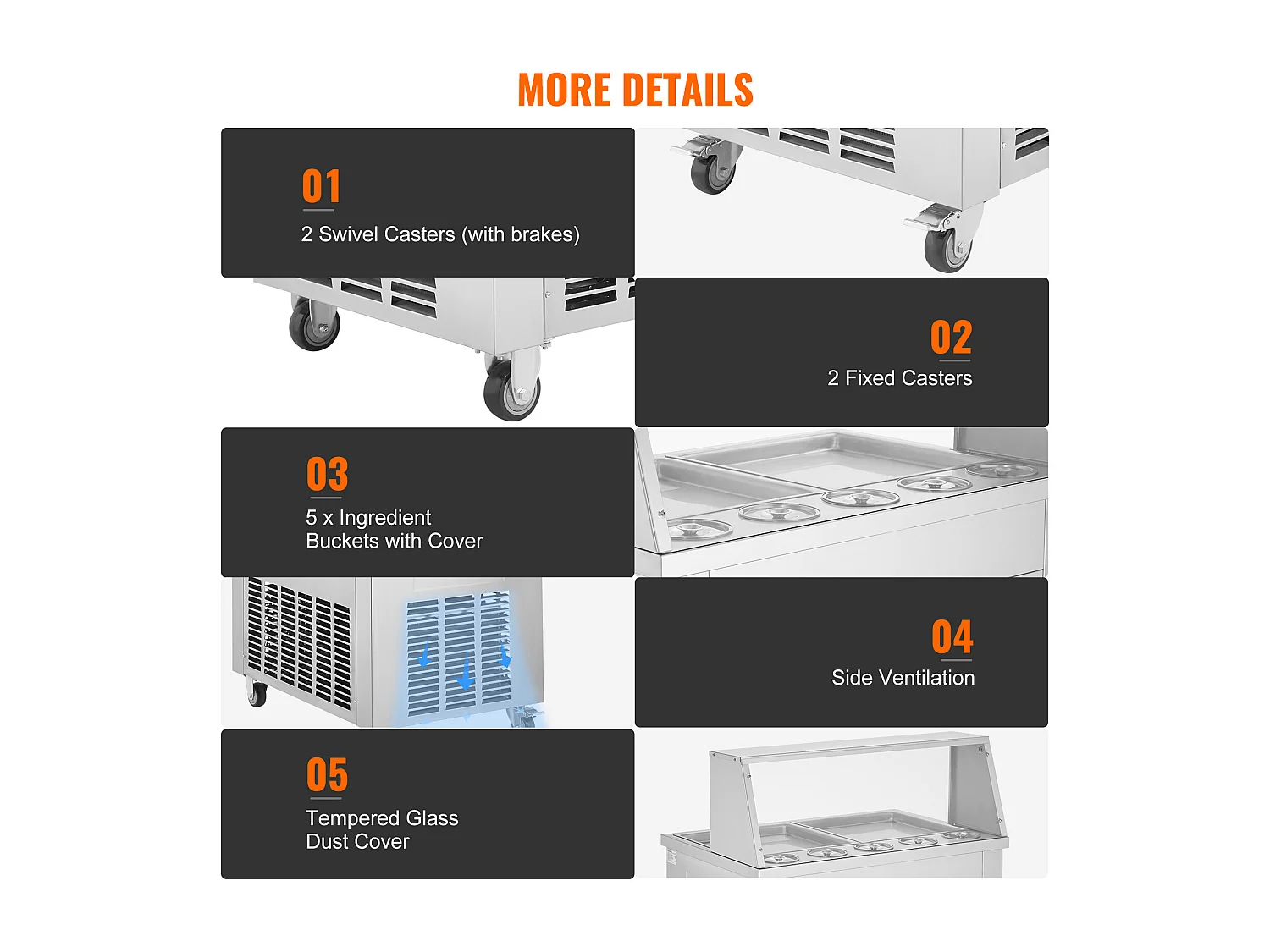 Sorbetière à Glace Frite SucceBuy 35 x 35cm, Machine à Glace Acier inoxydable