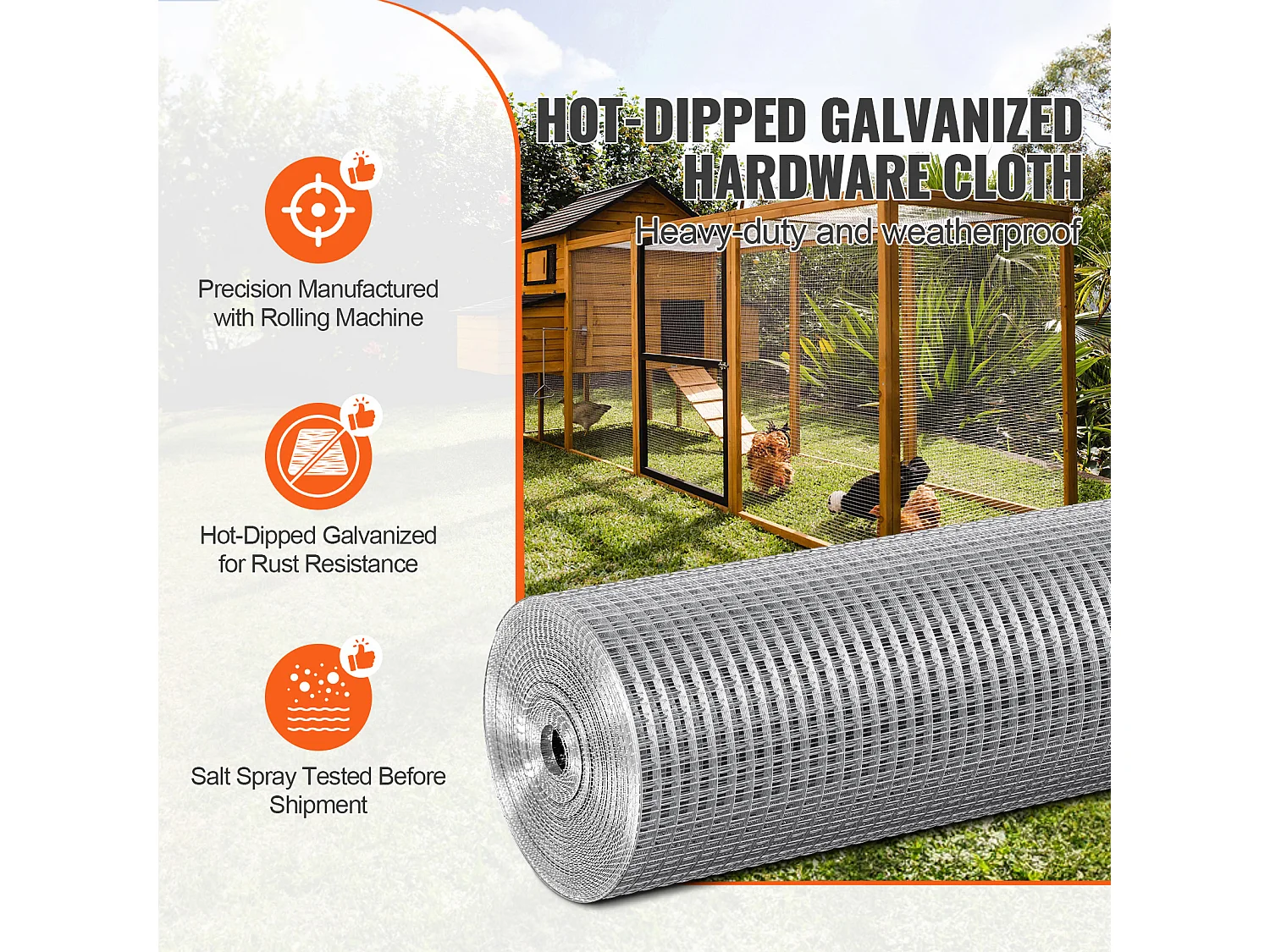 Gegalvaniseerd Gaashekwerk SucceBuy Hardwaregaas 1,27 cm x 60,96 cm x 1524 cm 19 Ga