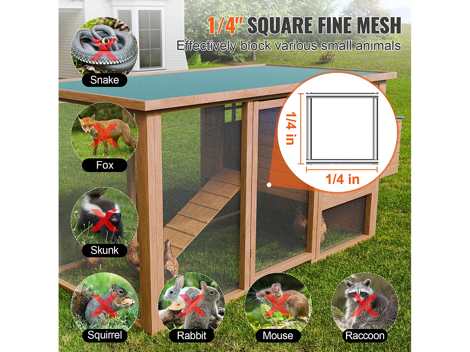 Clôture en Treillis Métallique Robuste SucceBuy 0.64cm x 91.44cm x 3048cm 23 Ga pour Clôture en Grillage à Poules