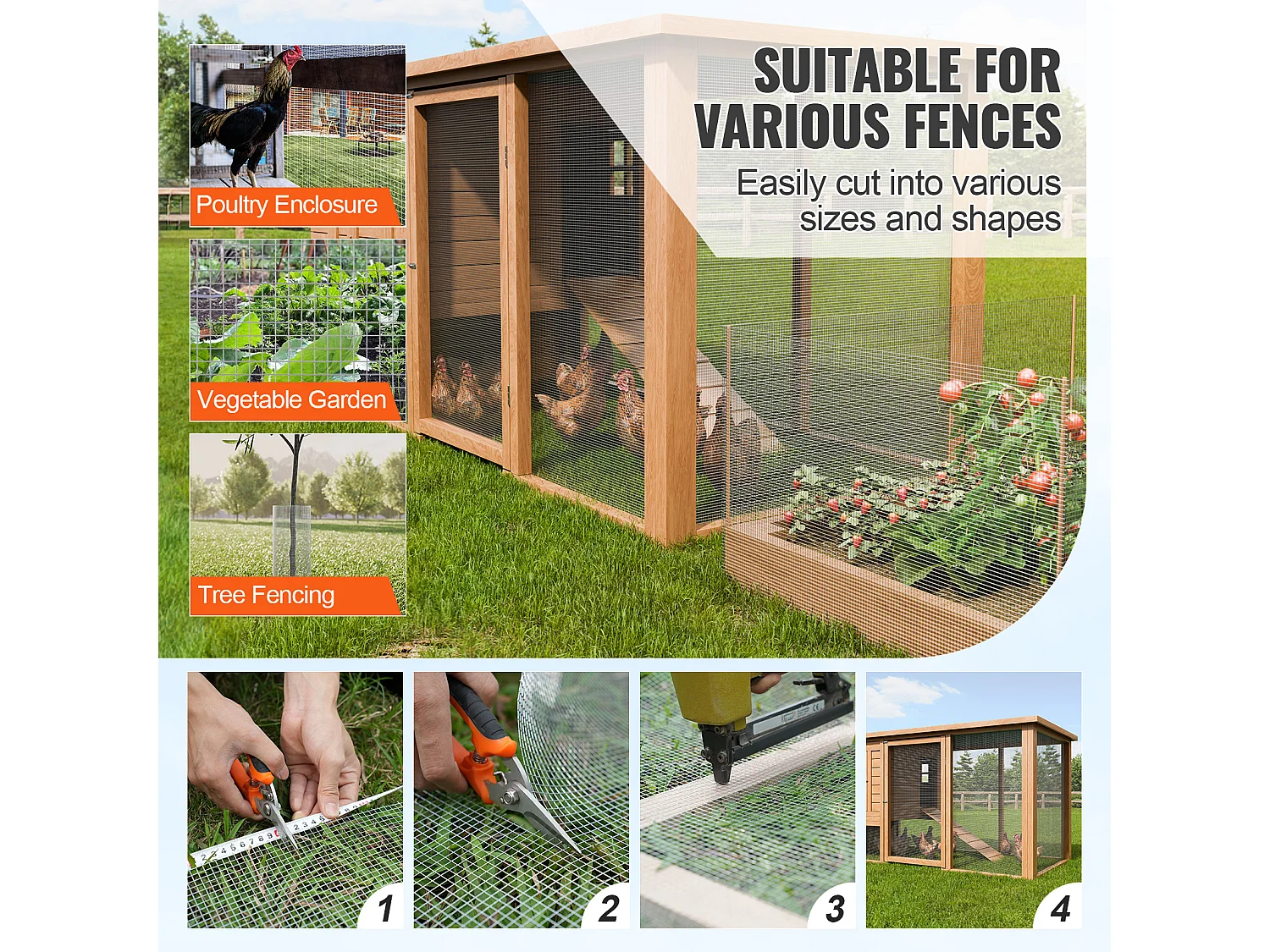 Clôture en Treillis Métallique Robuste SucceBuy 0.64cm x 91.44cm x 3048cm 23 Ga pour Clôture en Grillage à Poules