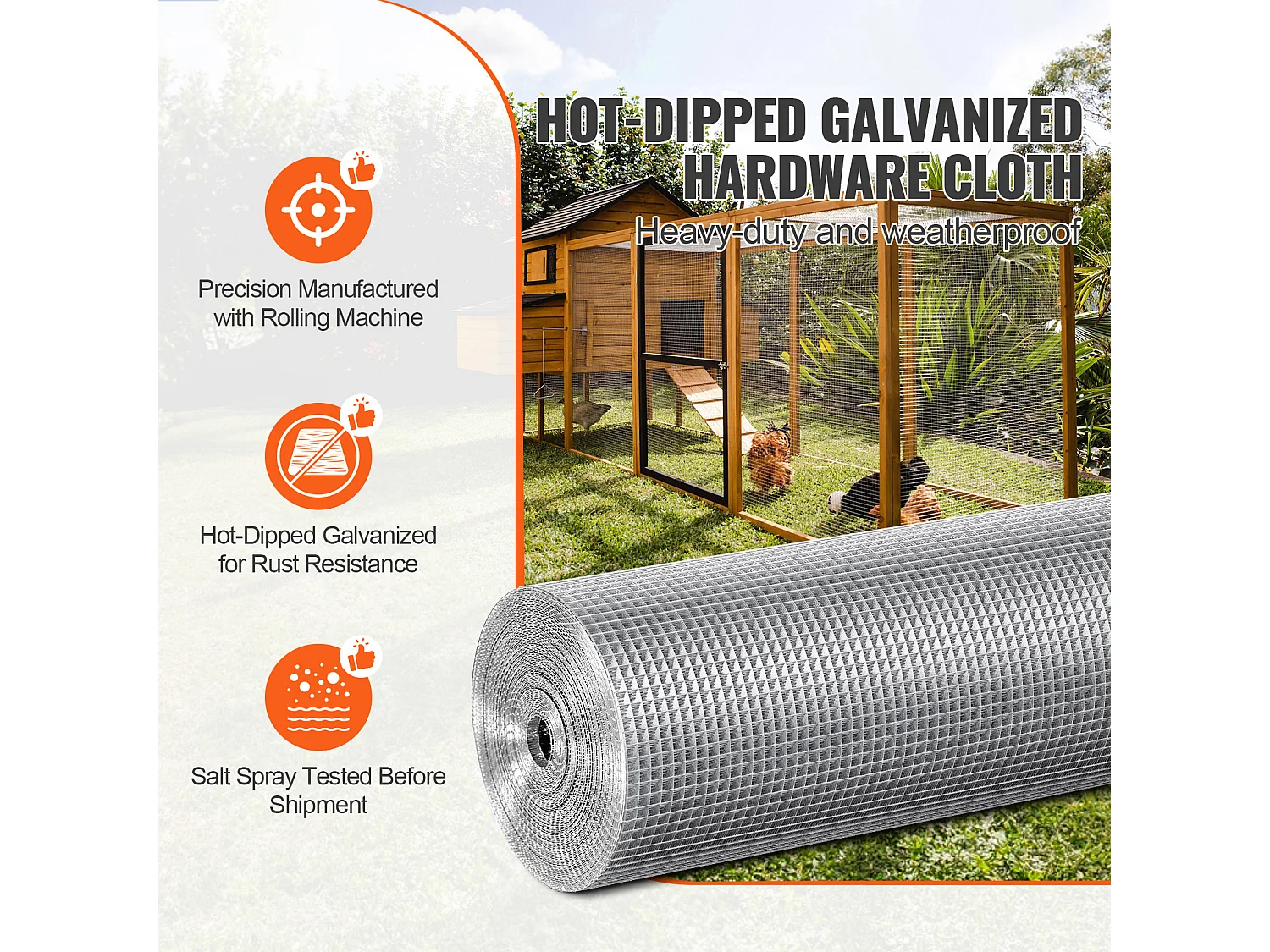 Clôture en Treillis Métallique Robuste SucceBuy Hardware Cloth 0.64cm x 121.92cm x 1524cm 23 Ga