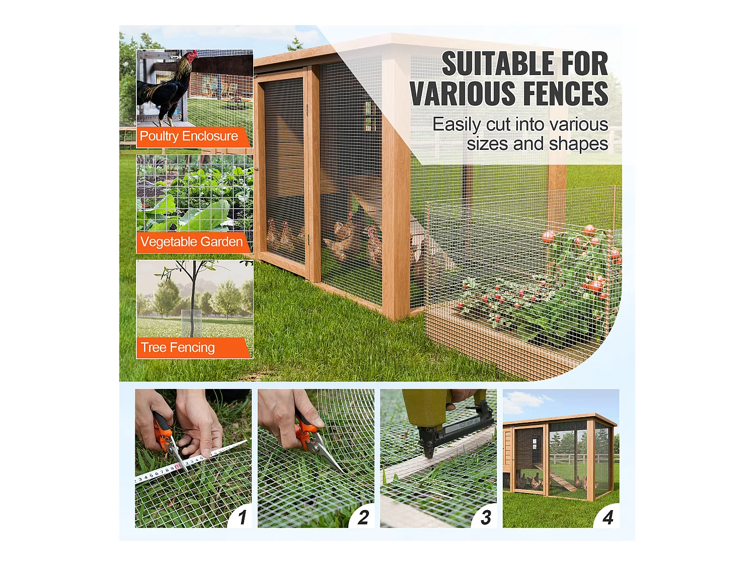 Clôture en Treillis Métallique Robuste SucceBuy 1.27cm x 91.44cm x 1524cm 19 Ga