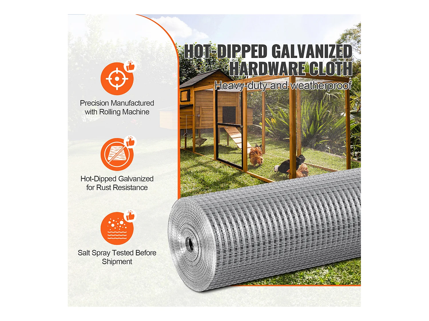 Clôture en Treillis Métallique SucceBuy 1.27cm x 60.96cm x 3048cm Tissu de quincaillerie, 19 maille filaire GA Rouleau pour l'escrime du poulet