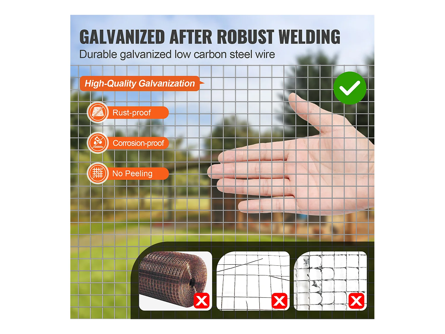 Clôture en Treillis Métallique SucceBuy 1.27cm x 60.96cm x 3048cm Tissu de quincaillerie, 19 maille filaire GA Rouleau pour l'escrime du poulet