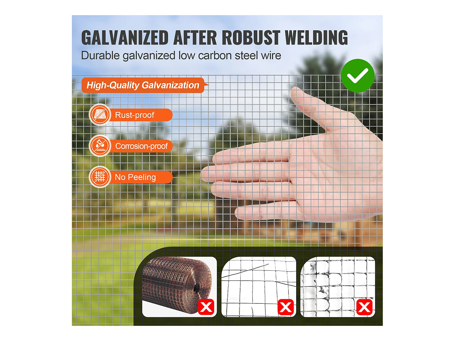 Clôture en Treillis Métallique Galvanisé SucceBuy Hardware Cloth 0.64cm x 91.44cm x 1524cm 23 Ga