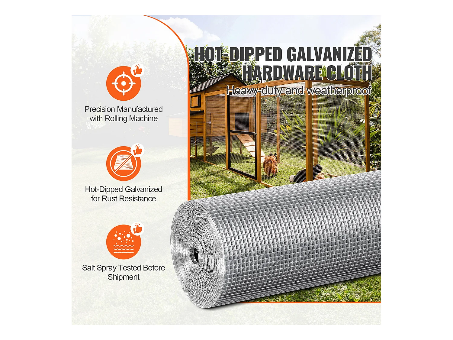 Clôture en Treillis Métallique Galvanisé SucceBuy 0.64cm x 121.92cm x 3048cm 23 Ga