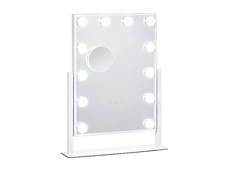 Specchio da Trucco SucceBuy 41 x 30 cm, Bianco, Specchio di Cortesia in Stile Hollywood con Luci