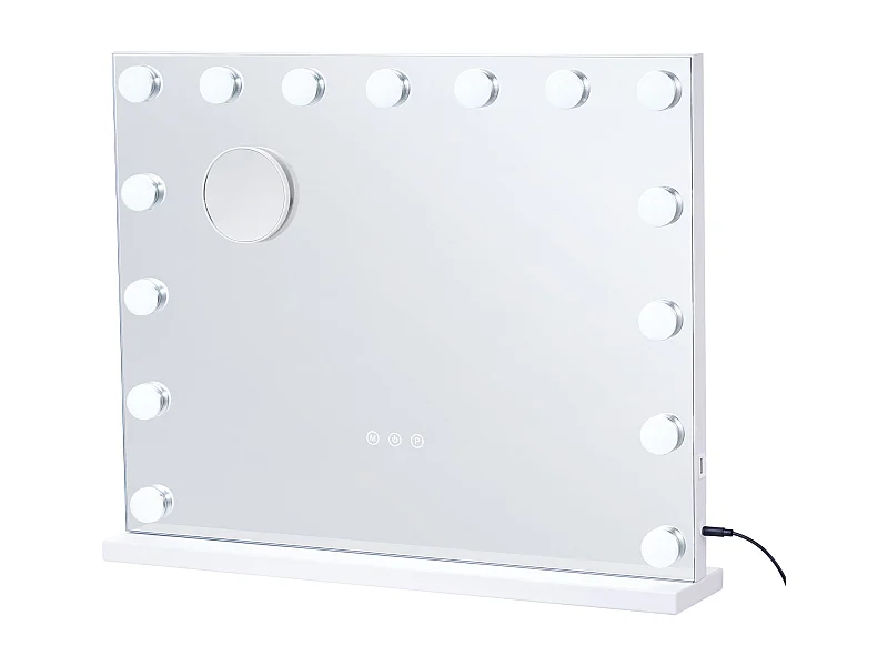 Specchio da trucco SucceBuy 58 x 46 cm, Bianco, Specchio di cortesia in stile Hollywood con Luci