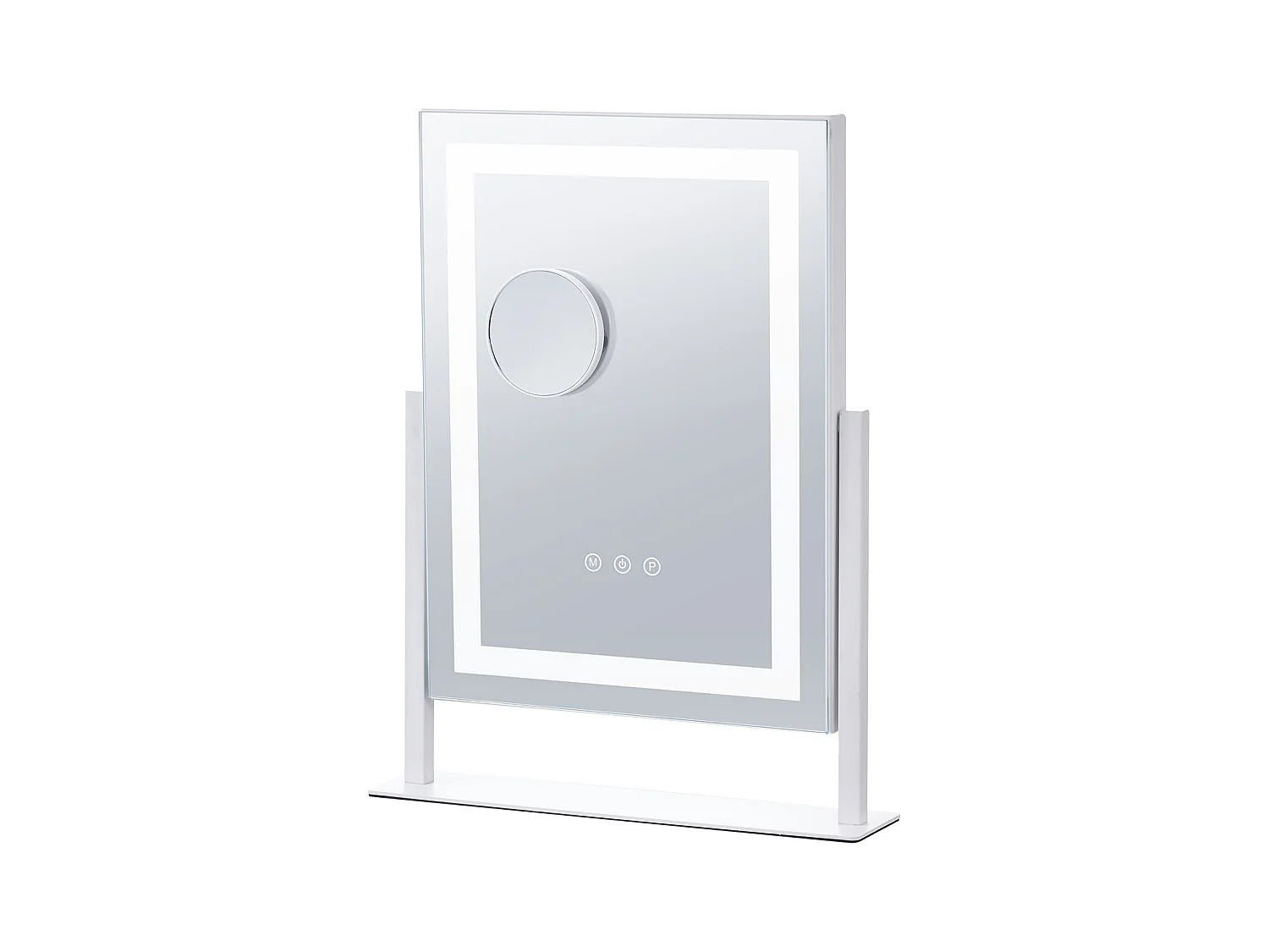 Espelho de Maquiagem Iluminado SucceBuy, Bluetooth, 3 Cores, 41 x 30 cm, 5X, Rotação a 360°, Branco, para o Maquiagem de Mesa no Quarto