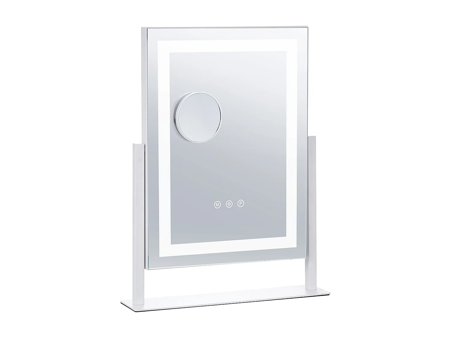 Espelho de Maquiagem Iluminado SucceBuy, Bluetooth, 3 Cores, 41 x 30 cm, 5X, Rotação a 360°, Branco, para o Maquiagem de Mesa no Quarto