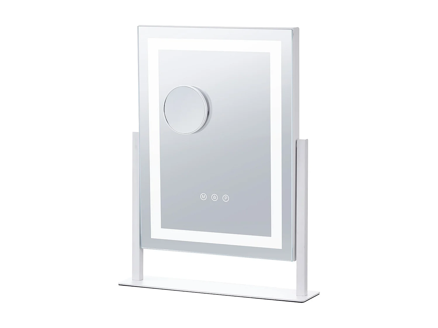 Espelho de Maquiagem Iluminado SucceBuy, Bluetooth, 3 Cores, 41 x 30 cm, 5X, Rotação a 360°, Branco, para o Maquiagem de Mesa no Quarto
