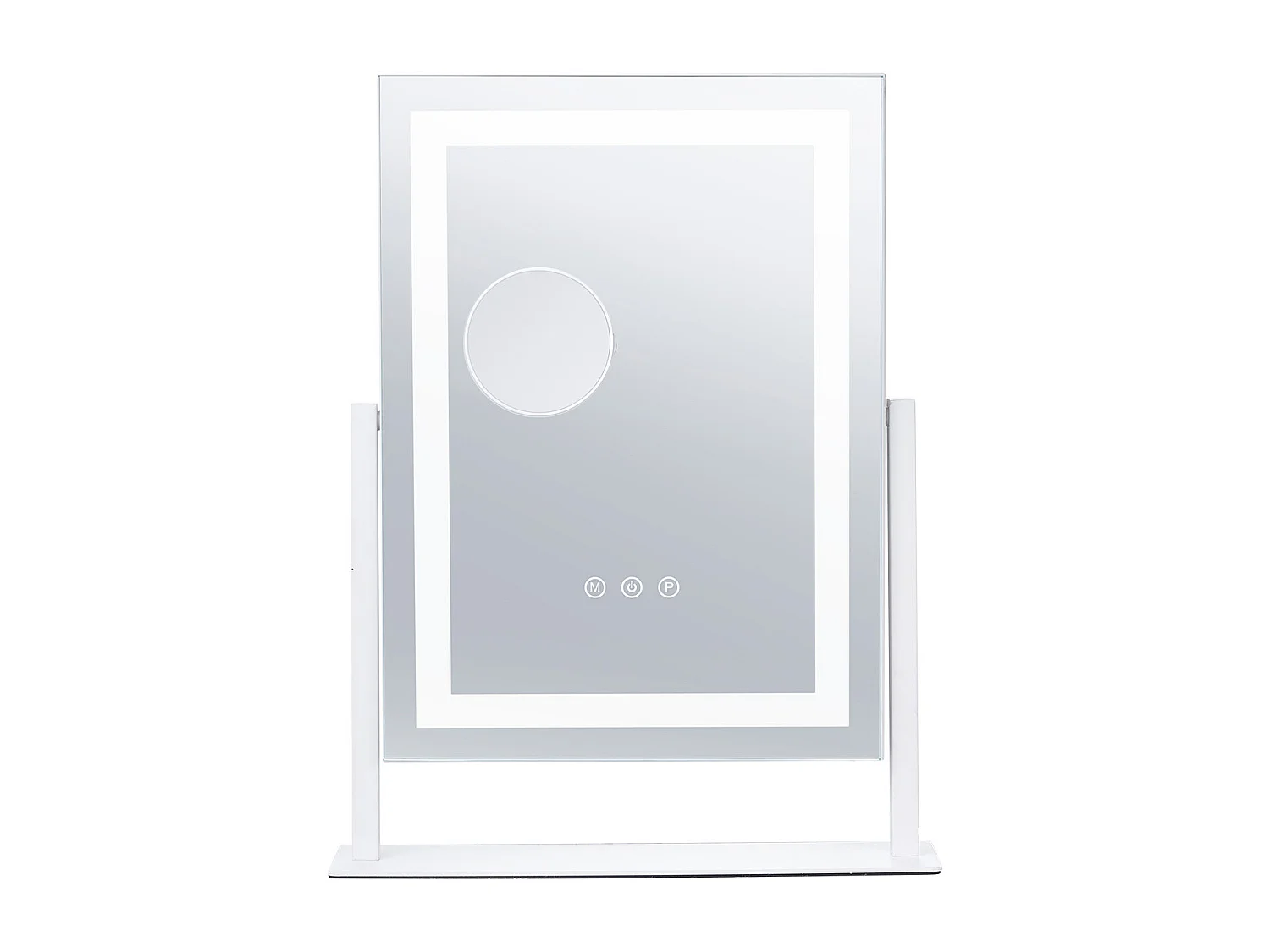 Miroir de Maquillage Éclairé SucceBuy, Bluetooth, 3 Couleurs, 41 x 30 cm, 5X, Rotation à 360°, Blanc, pour le Maquillage de Table dans la Chambre