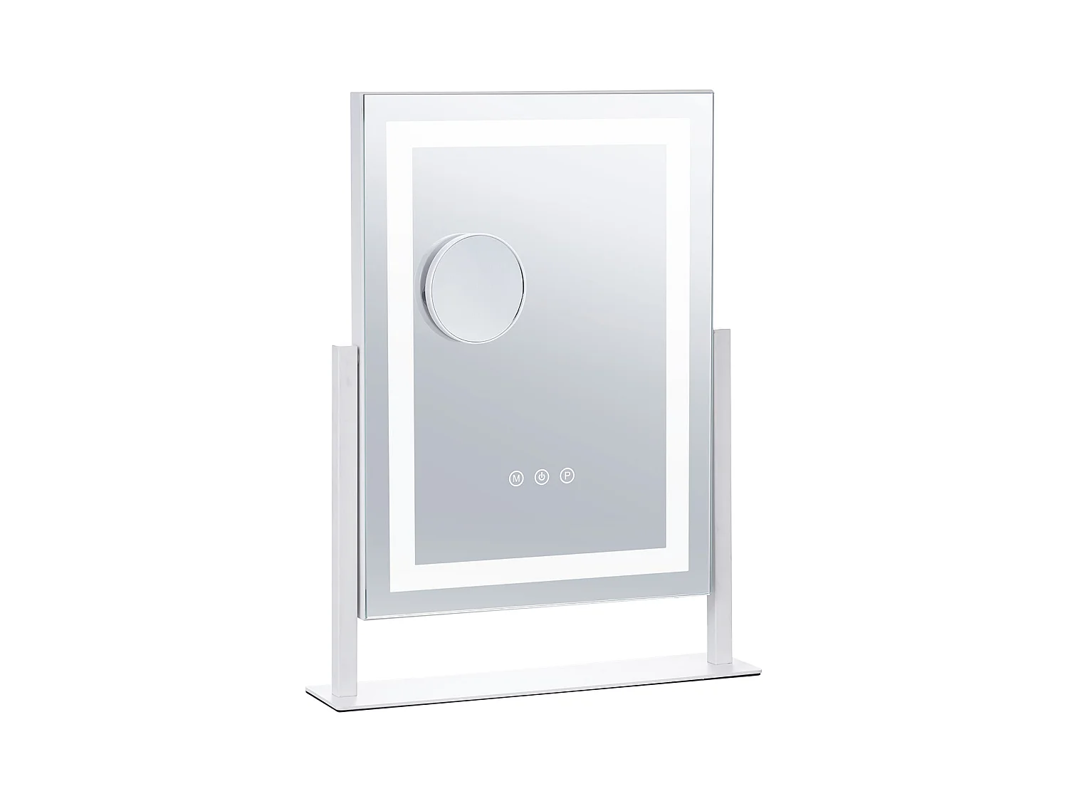 Miroir de Maquillage Éclairé SucceBuy, Bluetooth, 3 Couleurs, 41 x 30 cm, 5X, Rotation à 360°, Blanc, pour le Maquillage de Table dans la Chambre