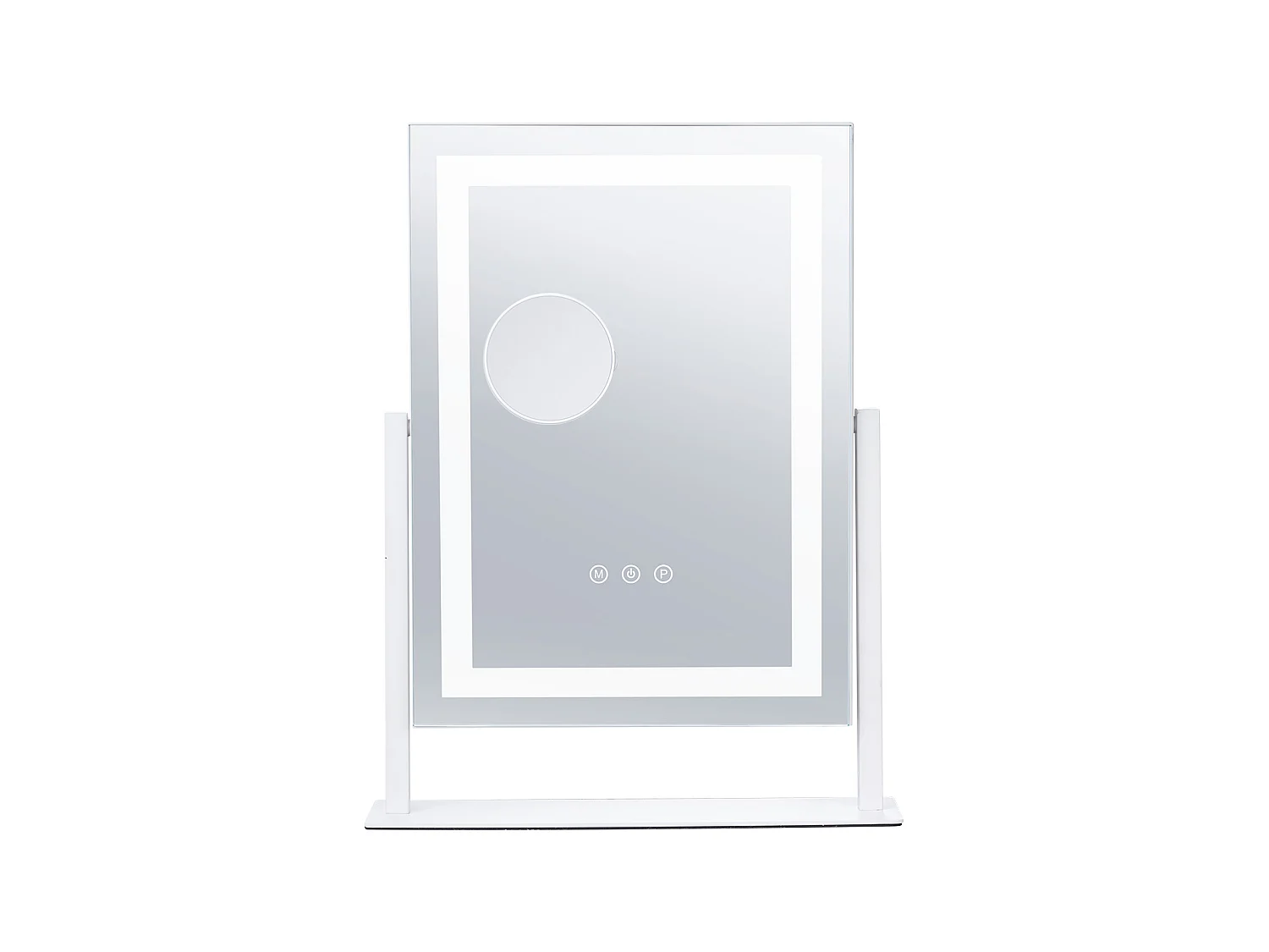 Miroir de Maquillage Éclairé SucceBuy, Bluetooth, 3 Couleurs, 41 x 30 cm, 5X, Rotation à 360°, Blanc, pour le Maquillage de Table dans la Chambre