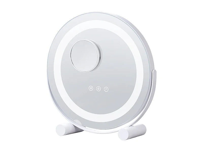 Specchio per Trucco con LED SucceBuy, 30.48 cm, Rotondo, 3 Modalità di Colore, Ingrossamento 5X, Bianco, per il Trucco da Tavolo nella Camera