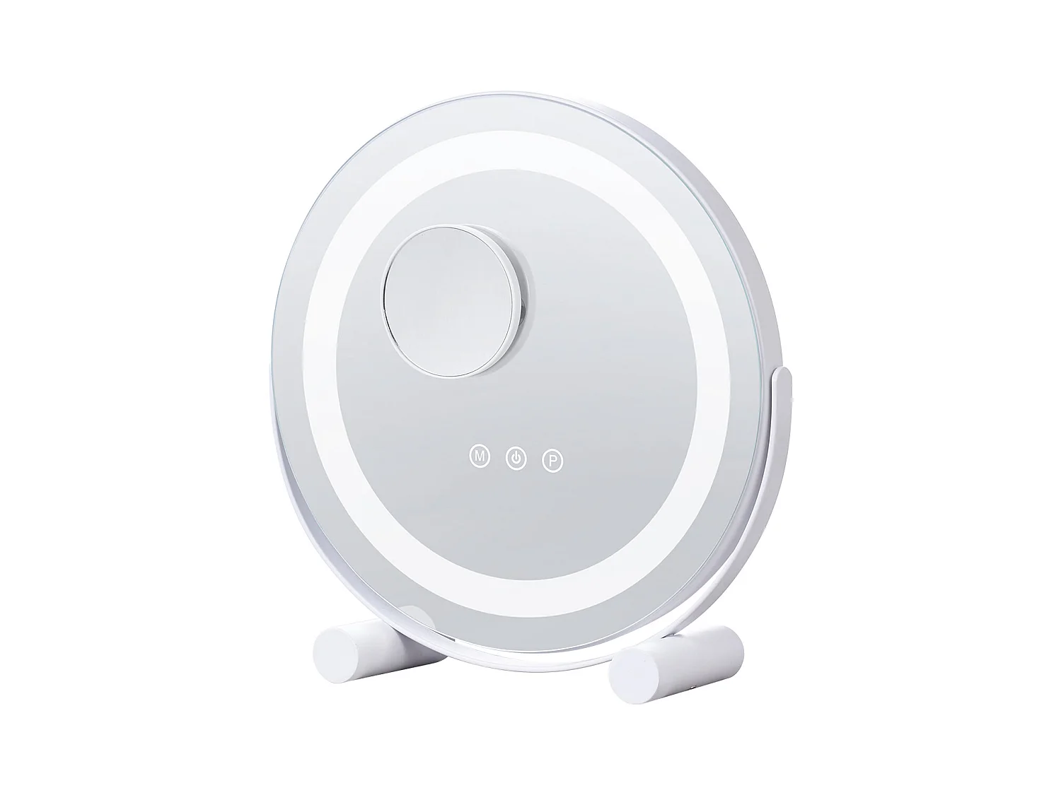 Espelho de Maquiagem com LED SucceBuy, 30.48 cm, Redondo, 3 Modos de Cor, Aumento 5X, Branco, para o Maquiagem de Mesa no Quarto