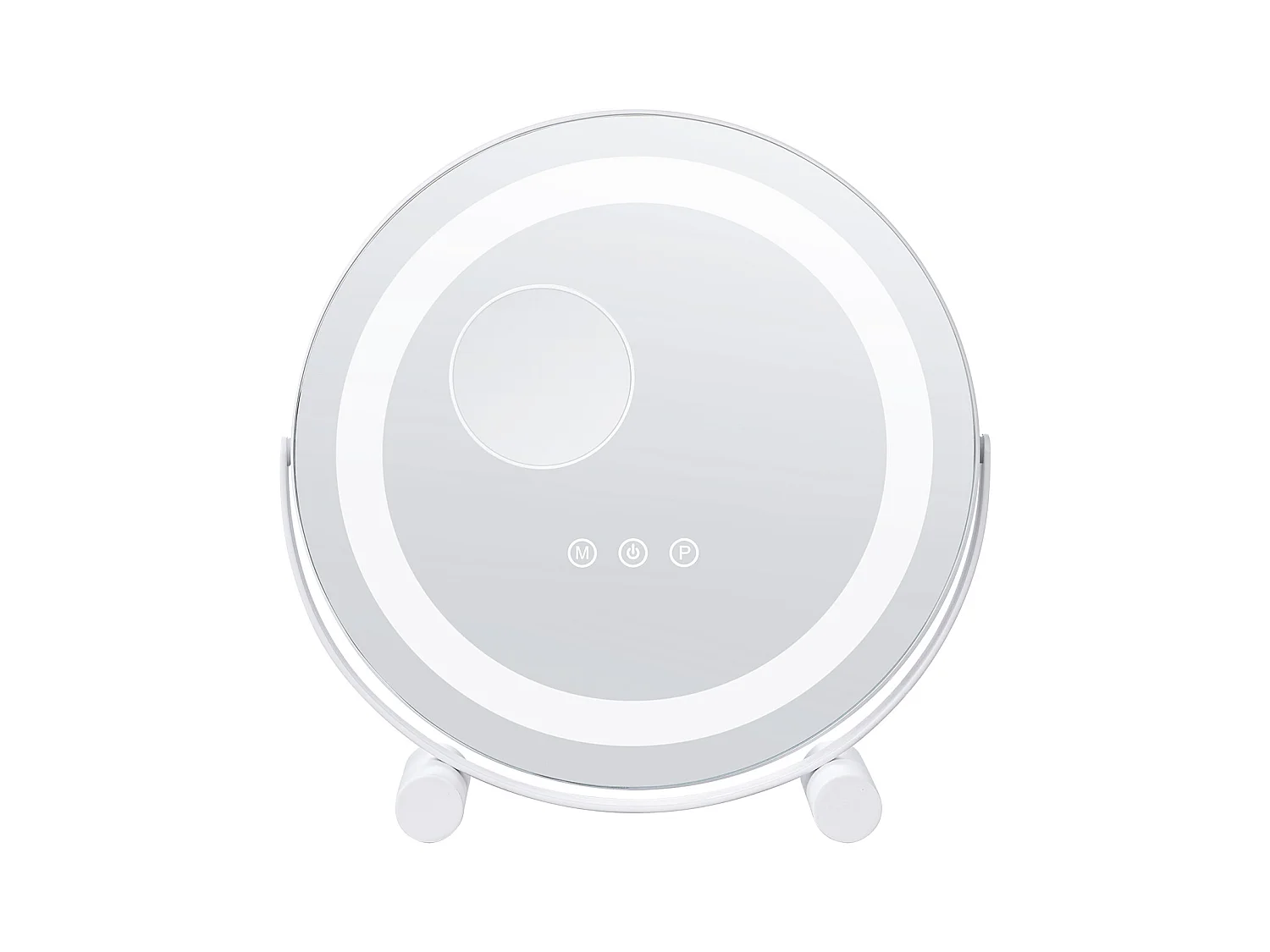 Espelho de Maquiagem com LED SucceBuy, 30.48 cm, Redondo, 3 Modos de Cor, Aumento 5X, Branco, para o Maquiagem de Mesa no Quarto