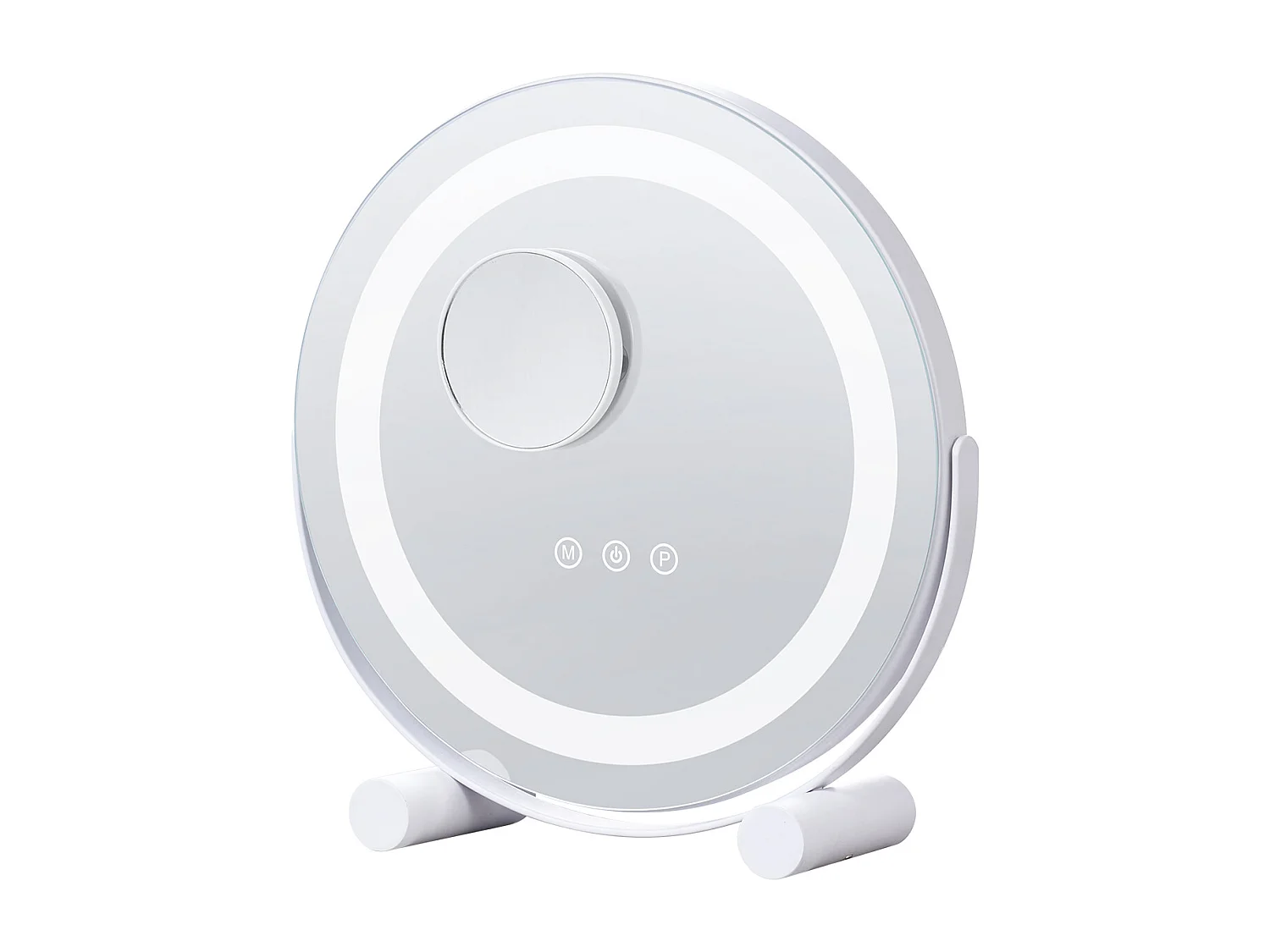 Espejo de Maquillaje con LED SucceBuy, 30.48 cm, Redondo, 3 Modos de Color, Aumento 5X, Blanco, para el Maquillaje de Mesa en la Habitación