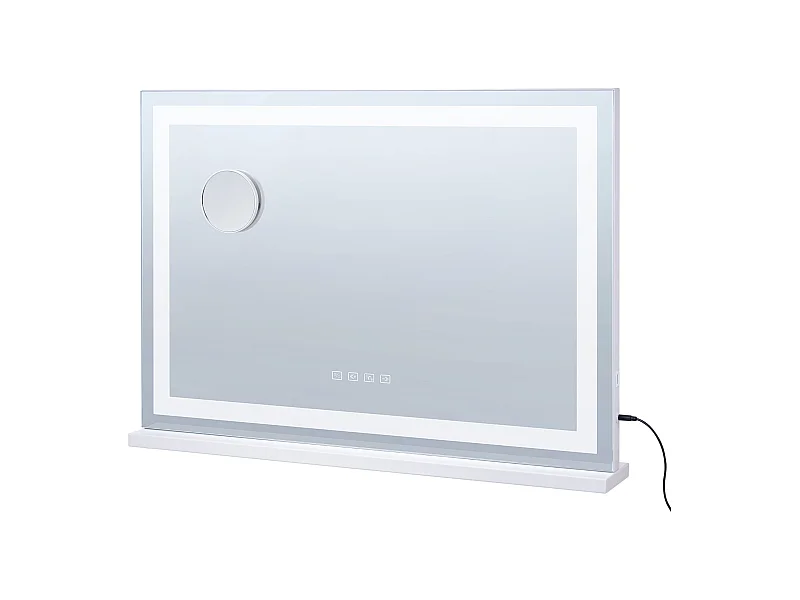 Illuminierter Make-up-Spiegel SucceBuy, Bluetooth, 3 Farben, 55 cm, Vergrößerung 5X, USB, Weiß, für das Tisch-Make-up im Schlafzimmer