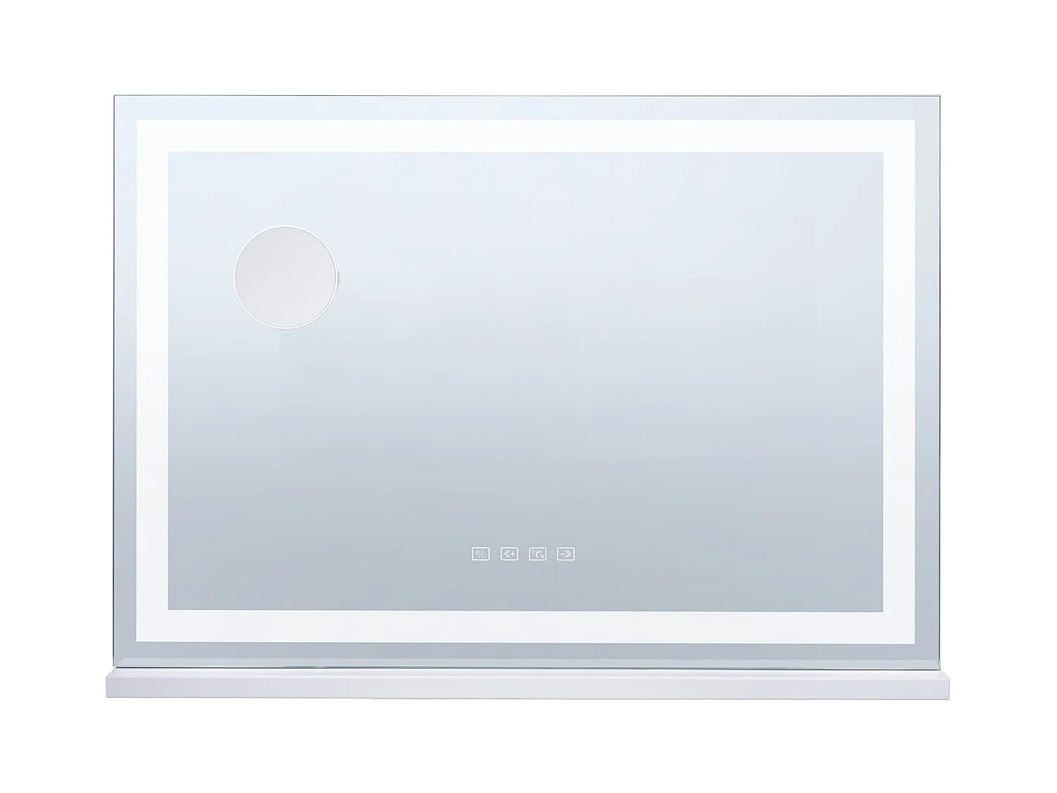 Specchio per Trucco Illuminato SucceBuy, Bluetooth, 3 Colori, 55 cm, Ingrossamento 5X, USB, Bianco, per il Trucco da Tavolo nella Camera