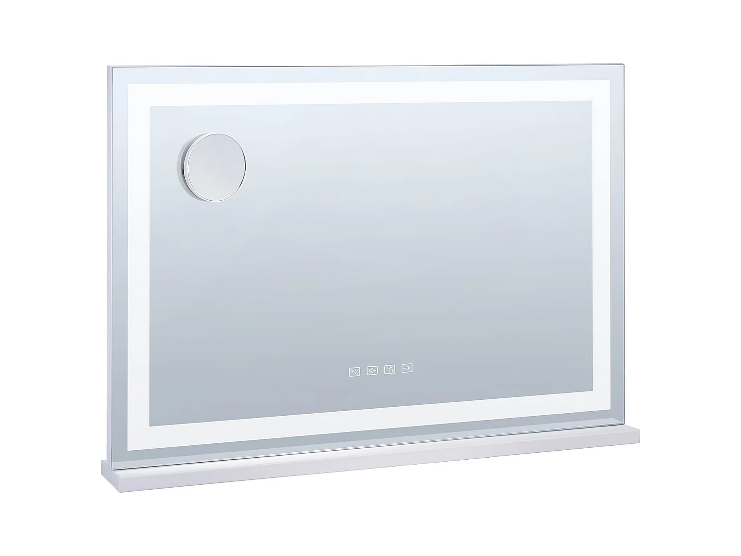 Espejo de Maquillaje Iluminado SucceBuy, Bluetooth, 3 Colores, 55 cm, Aumento 5X, USB, Blanco, para el Maquillaje de Mesa en la Habitación