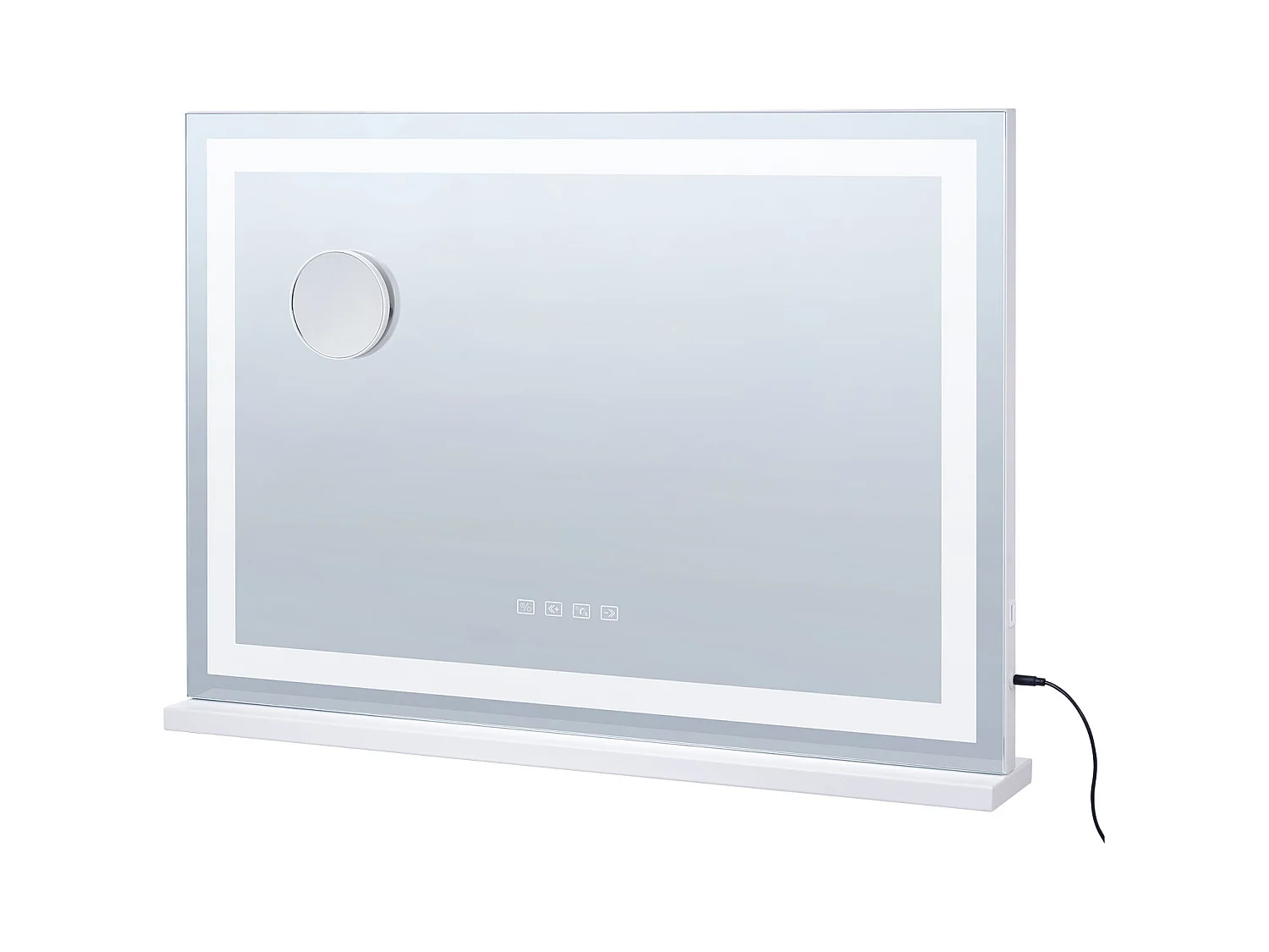 Espejo de Maquillaje Iluminado SucceBuy, Bluetooth, 3 Colores, 55 cm, Aumento 5X, USB, Blanco, para el Maquillaje de Mesa en la Habitación