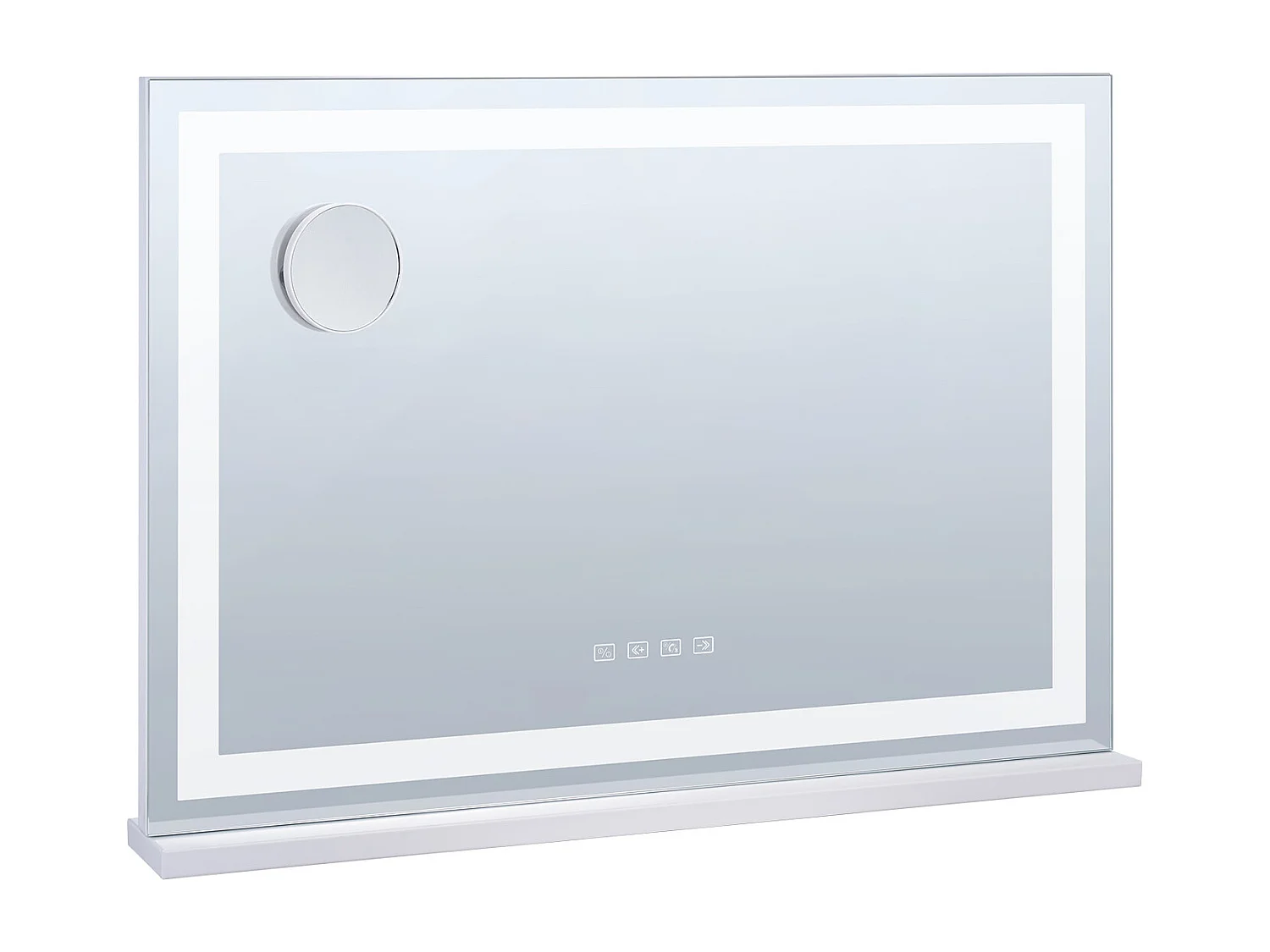 Miroir de Maquillage Éclairé SucceBuy, Bluetooth, 3 Couleurs, 55 cm, Grossissement 5X, USB, Blanc, pour le Maquillage de Table dans la Chambre