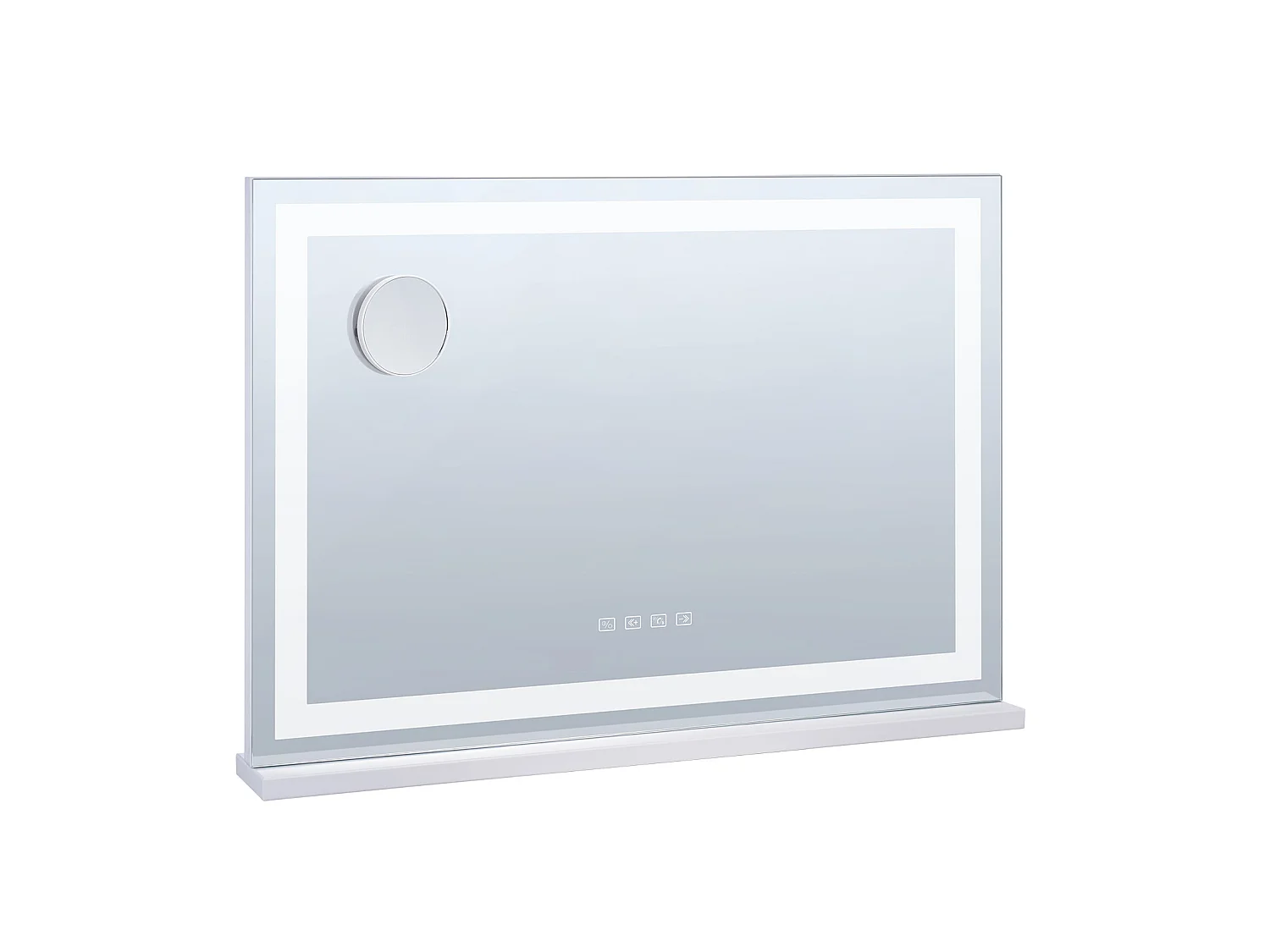 Miroir de Maquillage Éclairé SucceBuy, Bluetooth, 3 Couleurs, 55 cm, Grossissement 5X, USB, Blanc, pour le Maquillage de Table dans la Chambre