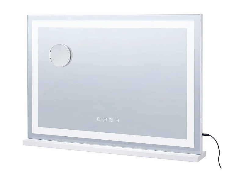 Illuminierter Make-up-Spiegel SucceBuy, Bluetooth, 3 Farben, 55 cm, Vergrößerung 5X, USB, Weiß, für das Tisch-Make-up im Schlafzimmer