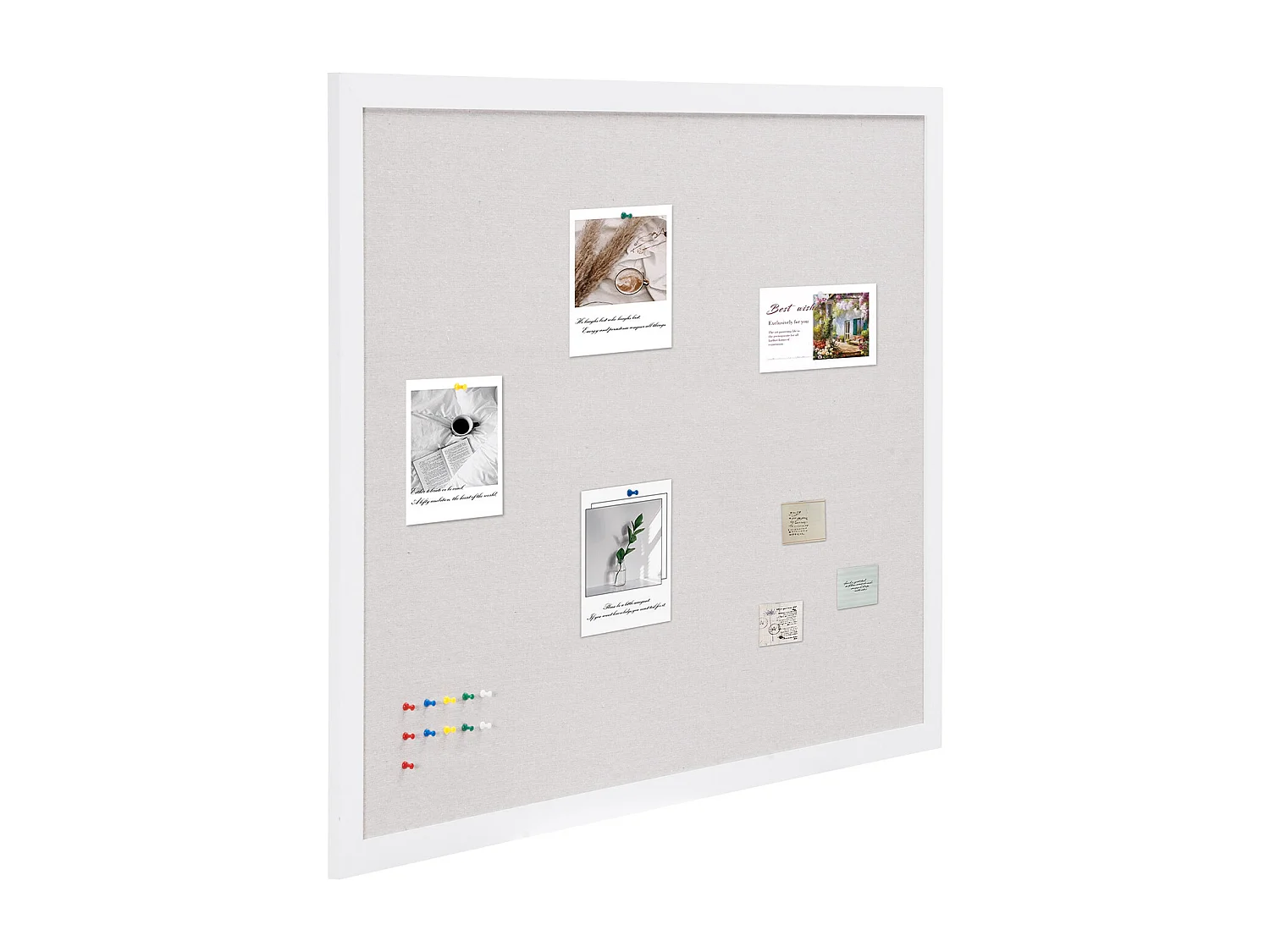 Tableau en Liège, SucceBuy Tableau en Liège Blanc 120x90 cm avec Surface en Lin – Tableau d'Affichage Mural