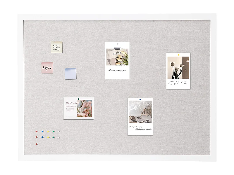 Tableau en Liège, SucceBuy Tableau en Liège Blanc 120x90 cm avec Surface en Lin – Tableau d'Affichage Mural