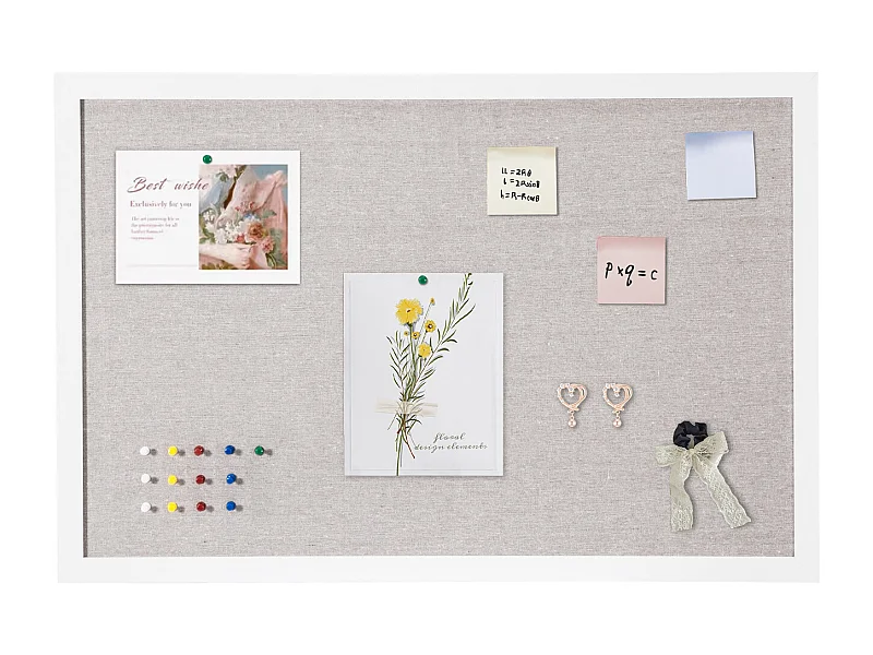 Tableau en Liège, SucceBuy Tableau en Liège Blanc 76.2x50.8 cm avec Surface en Lin pour la Maison, l'École, le Bureau