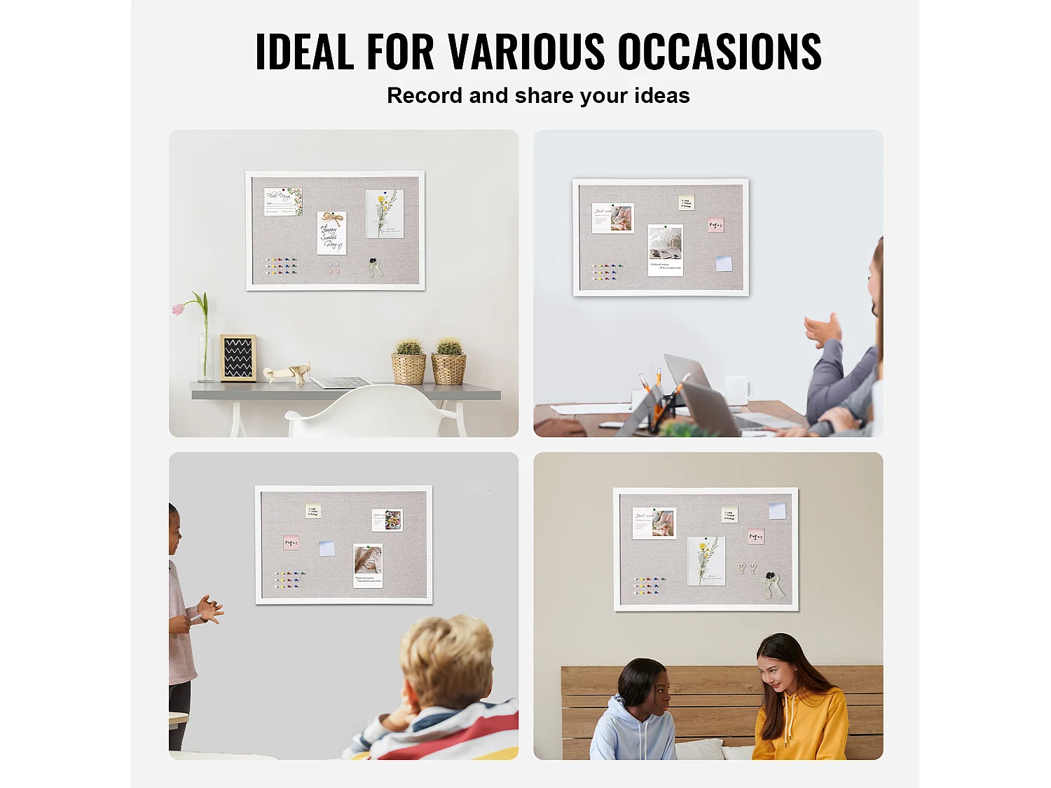 Tableau en Liège, SucceBuy Tableau en Liège Blanc 76.2x50.8 cm avec Surface en Lin pour la Maison, l'École, le Bureau