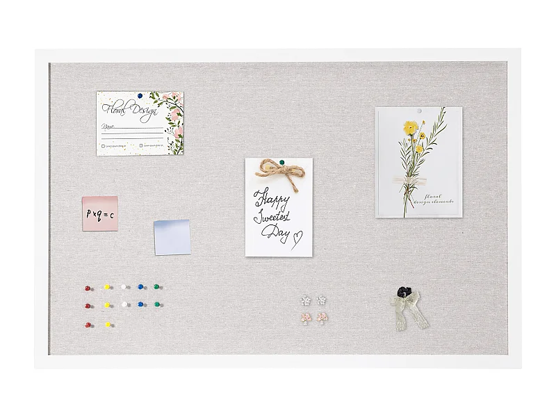 Korktafel, SucceBuy Weiße Korktafel 90x60 cm mit Leinenoberfläche - Wandmontage-Anzeigetafel