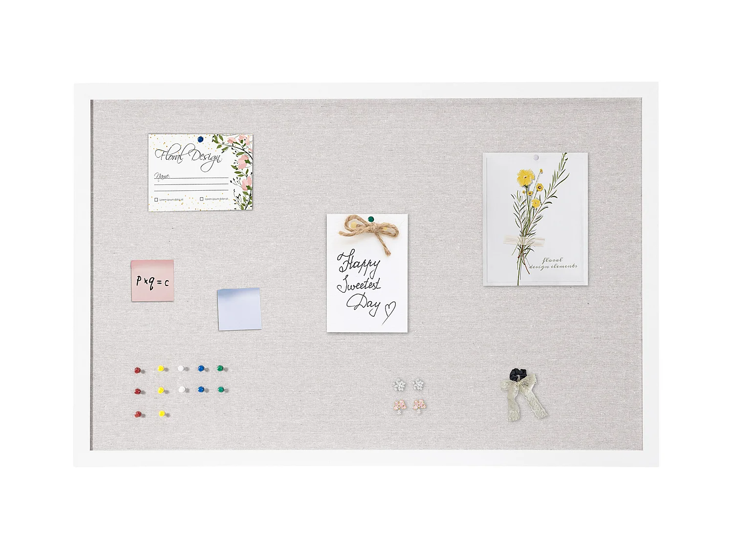 Korktafel, SucceBuy Weiße Korktafel 90x60 cm mit Leinenoberfläche - Wandmontage-Anzeigetafel