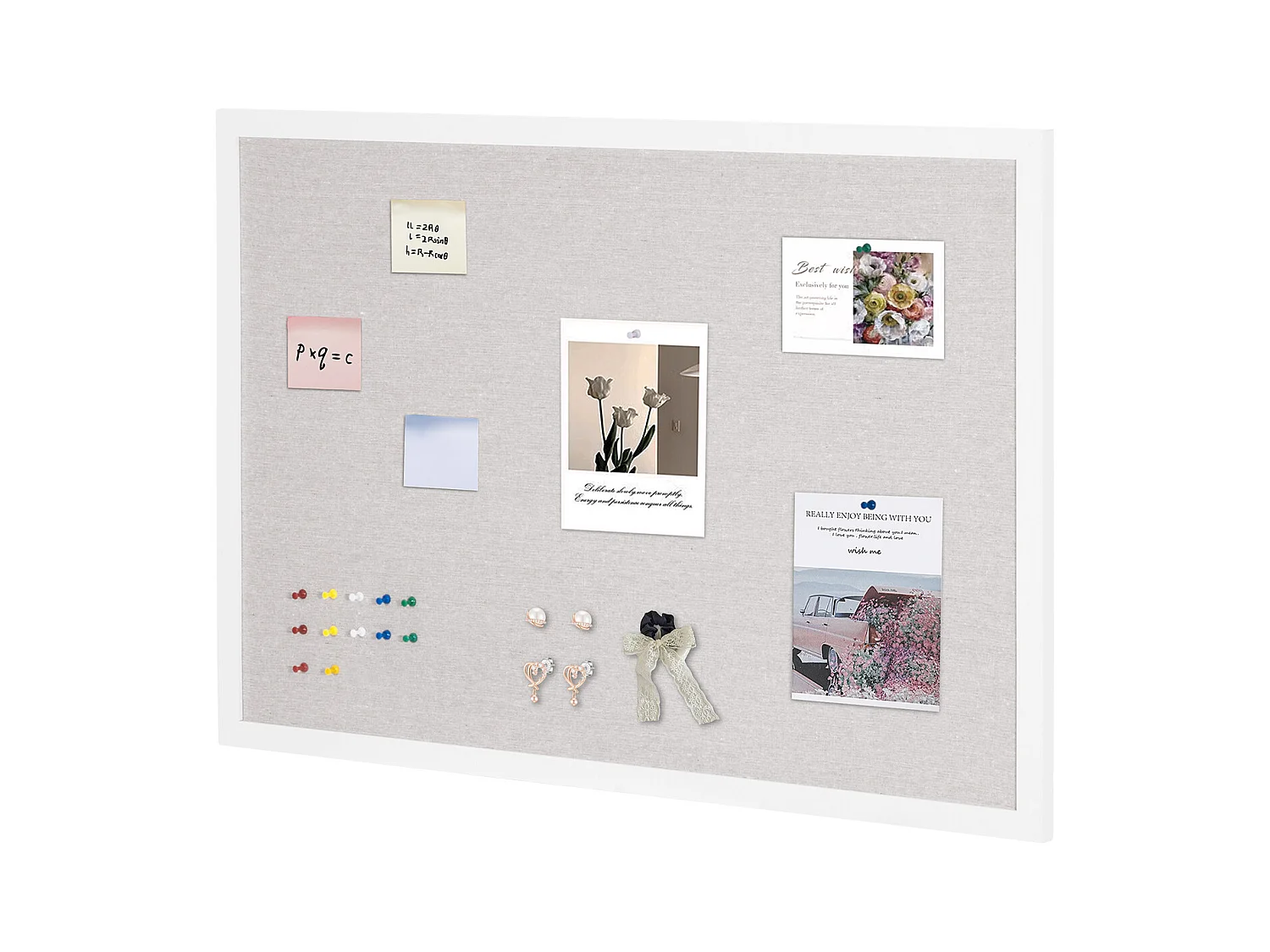 Korktafel, SucceBuy Weiße Korktafel 90x60 cm mit Leinenoberfläche - Wandmontage-Anzeigetafel