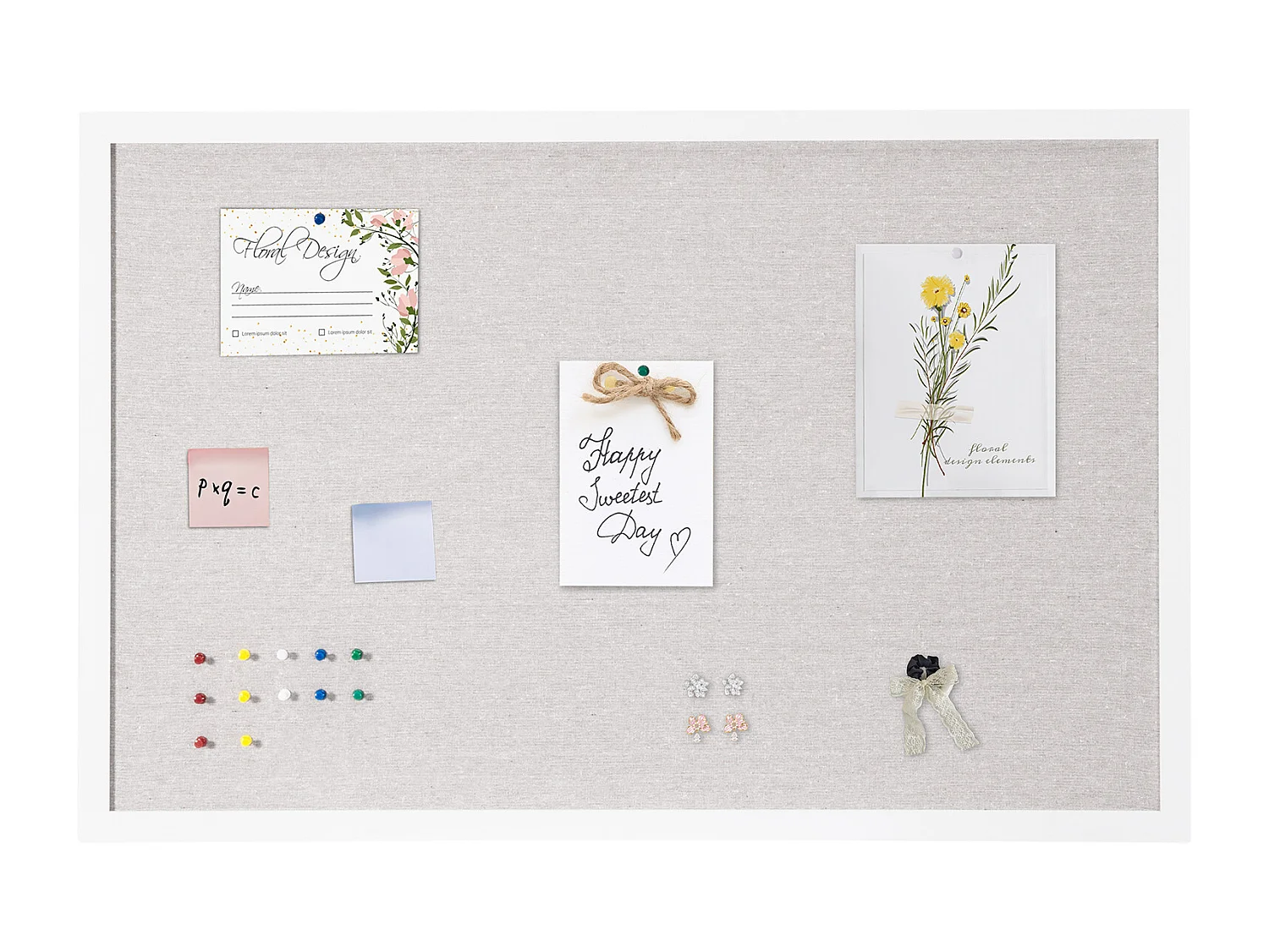 Tablica Korkowa, SucceBuy Biała Tablica Korkowa 90x60 cm z Powierzchnią Lnianą - Tablica Ogłoszeń do Ściany