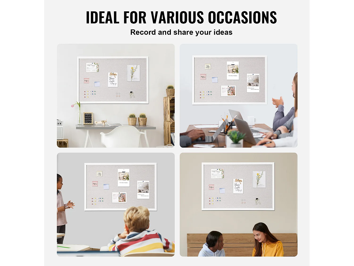 Tablica Korkowa, SucceBuy Biała Tablica Korkowa 90x60 cm z Powierzchnią Lnianą - Tablica Ogłoszeń do Ściany