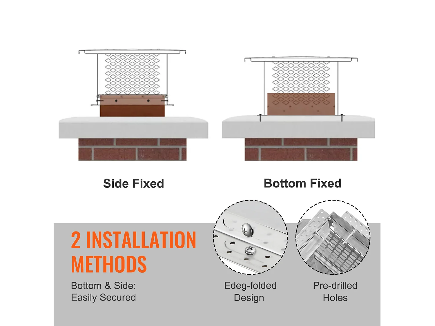 Schoorsteenkap SucceBuy 22.86CM x 22.86CM, Schoorsteenleidingdeksel van Roestvrij Staal 304, Maille