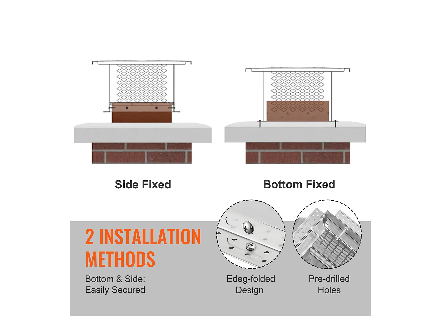 Chapeau de Cheminée SucceBuy 33CM x 23CM, Couvercle de Conduit de Cheminée en Acier Inoxydable 304, Installation Durable et Facile