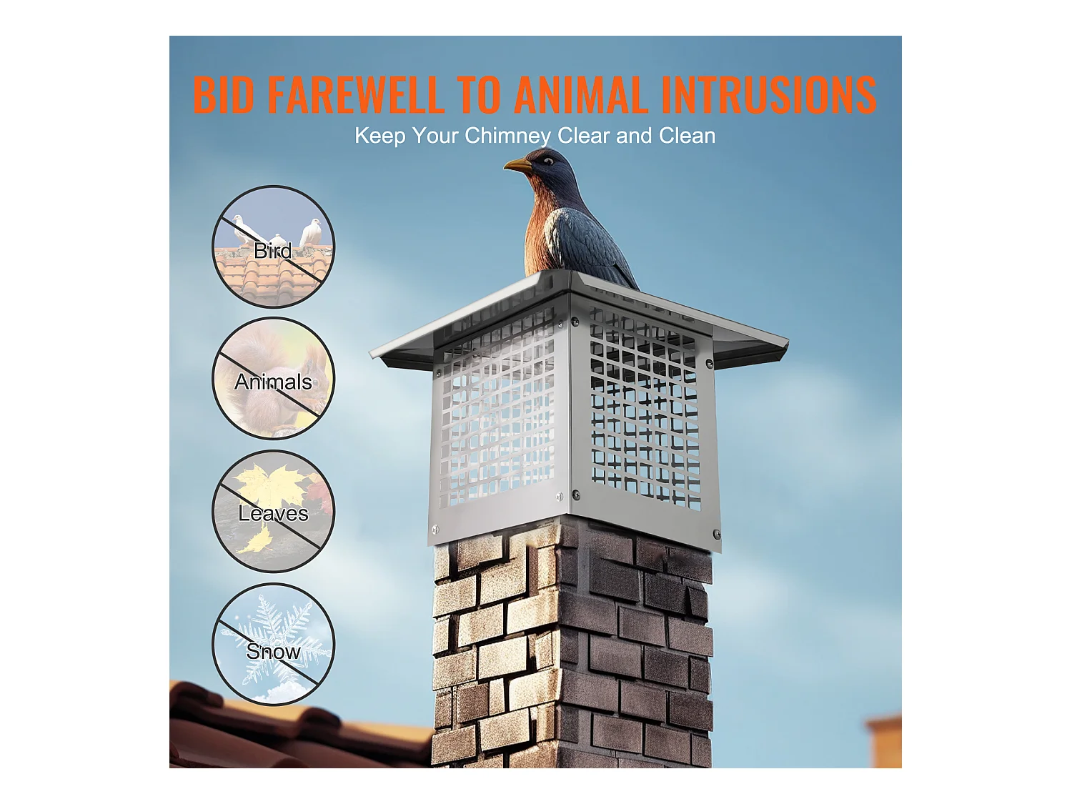 Chapeau de Cheminée SucceBuy 33CM x 23CM, Couvercle de Conduit de Cheminée en Acier Inoxydable 304, Installation Durable et Facile