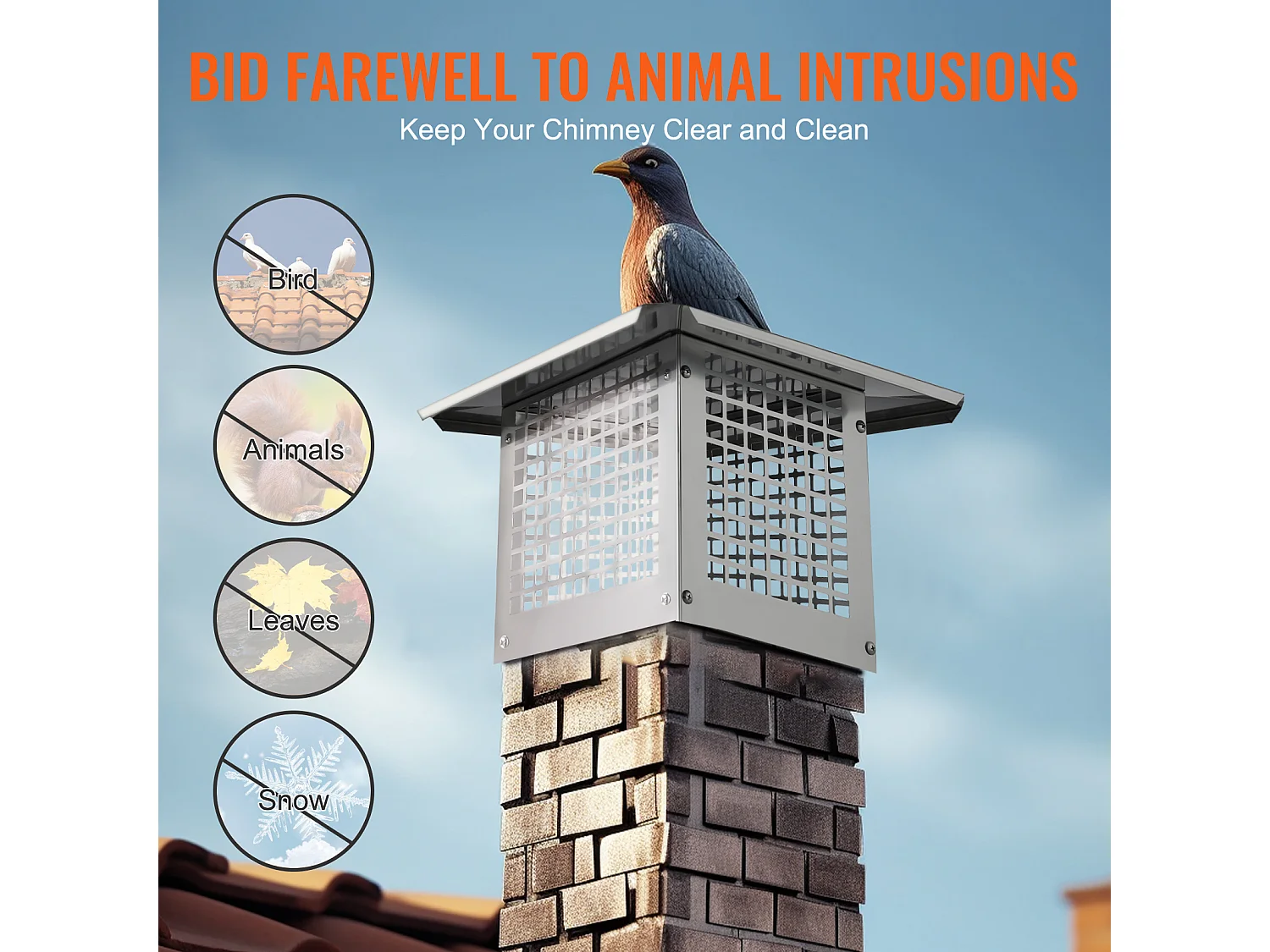 Tampa de Chaminé SucceBuy 33CM x 23CM, Tampa de Conduto de Lareira em Aço Inoxidável 304, Instalação Durável e Fácil