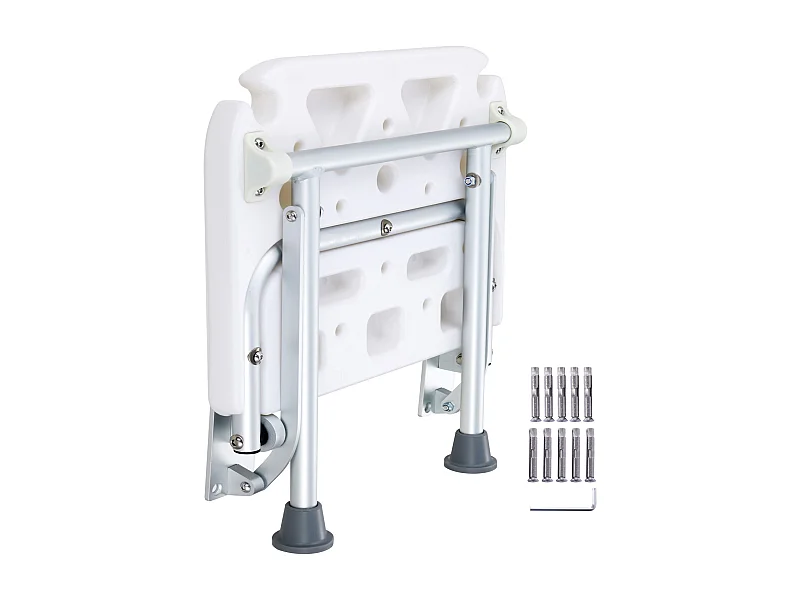 Sedile Doccia Pieghevole in Polietilene SucceBuy, 40 x 38 cm, Fissaggio Murale 227 kg