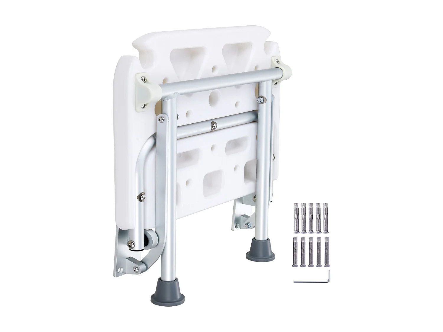 Assento de Duche Plegável em Polietileno SucceBuy, 40 x 38 cm, Fixação Mural 227 kg