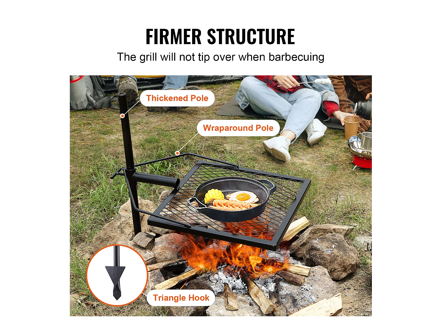 Barbecue de Camp SucceBuy, en Acier Robuste, Réglable, pour le Camping, la Randonnée, les Pique-niques, les Voyages, l'Escalade